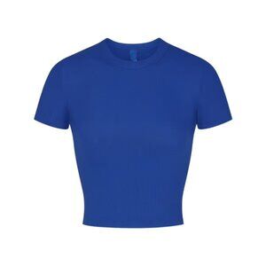 SKIMS Soft Lounge Cropped T-Shirt in Cobalt L NWT